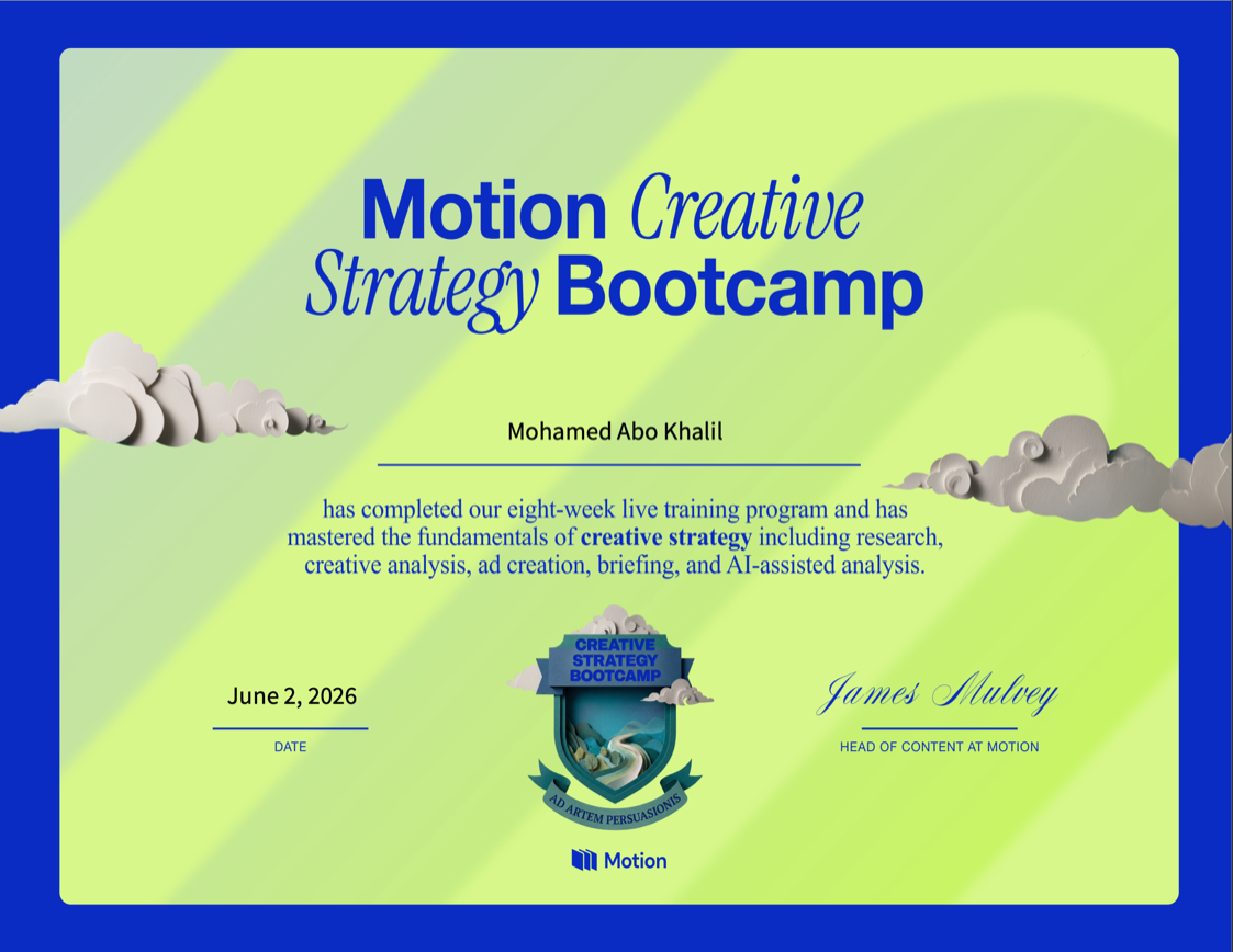 Motion Creative Strategy Bootcamp Certificate